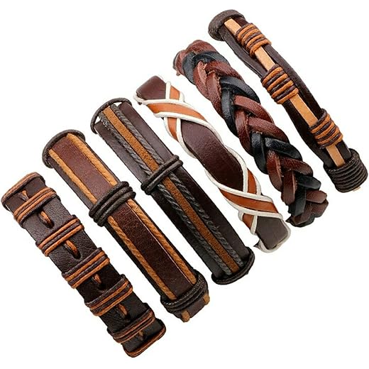 Leather Base Metal Bracelets Unisex