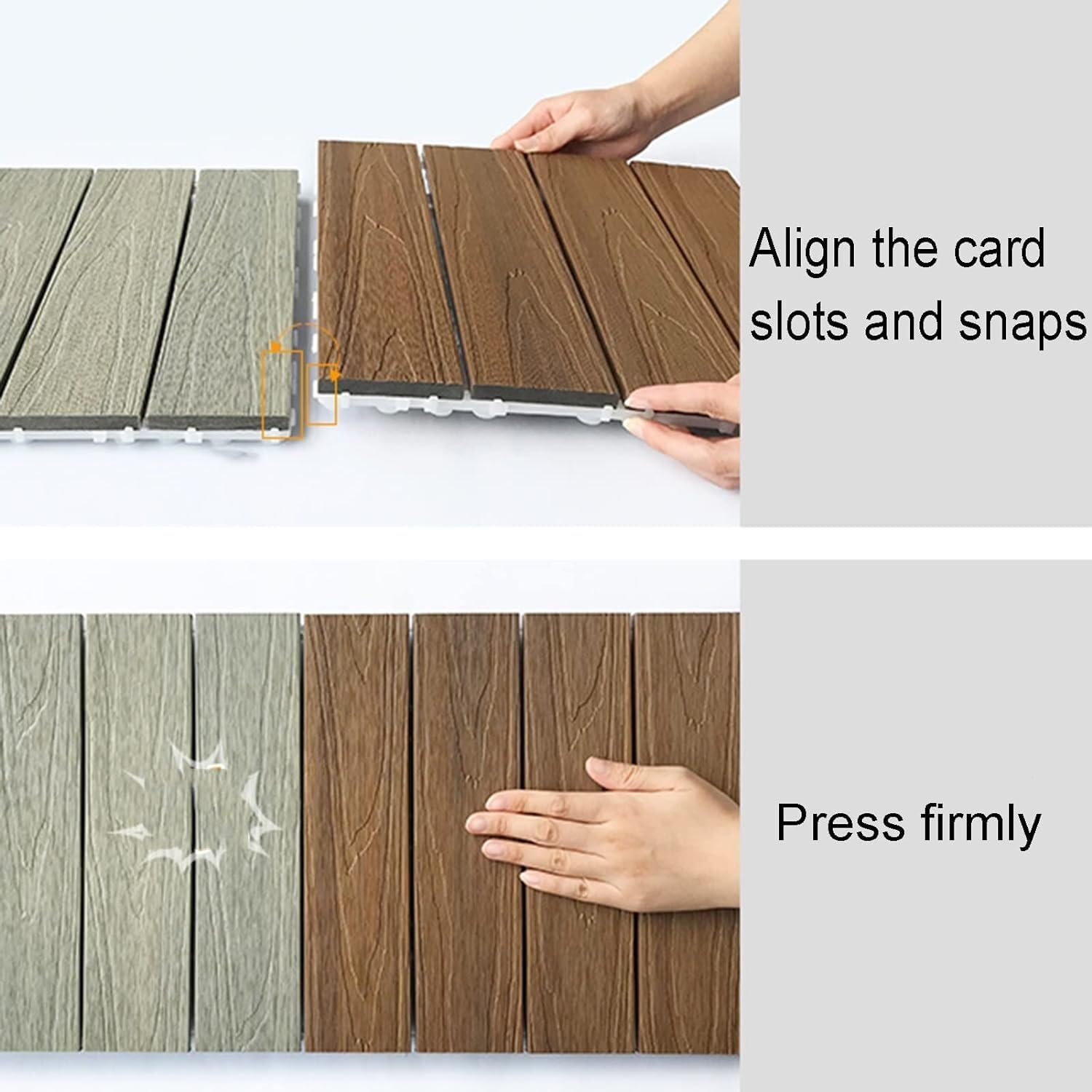 Deski tarasowe z kompozytu Kompozytowe płytki tarasowe Łączone drewno-plastikowe kompozytowe patio DIY Wielokolorowe, wiele rozmiarów opakowań(Braun,2pcs)