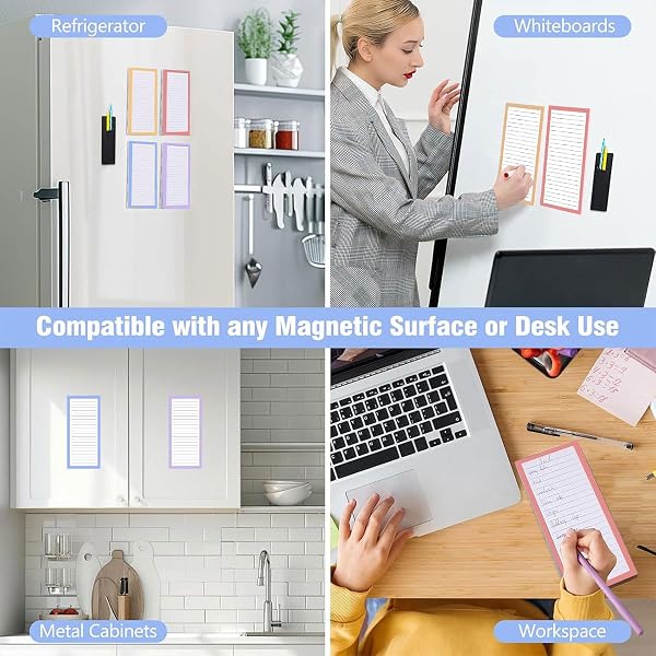 4 Pack Magnetic Notepads for Refrigerator, 30 Pages/Book Grocery List Magnet Pad for Fridge, Design Magnetic List Pad for Fridge, Grocery List Notepad, To-Do Memos, Shopping Lists Easily Write Notes - 5
