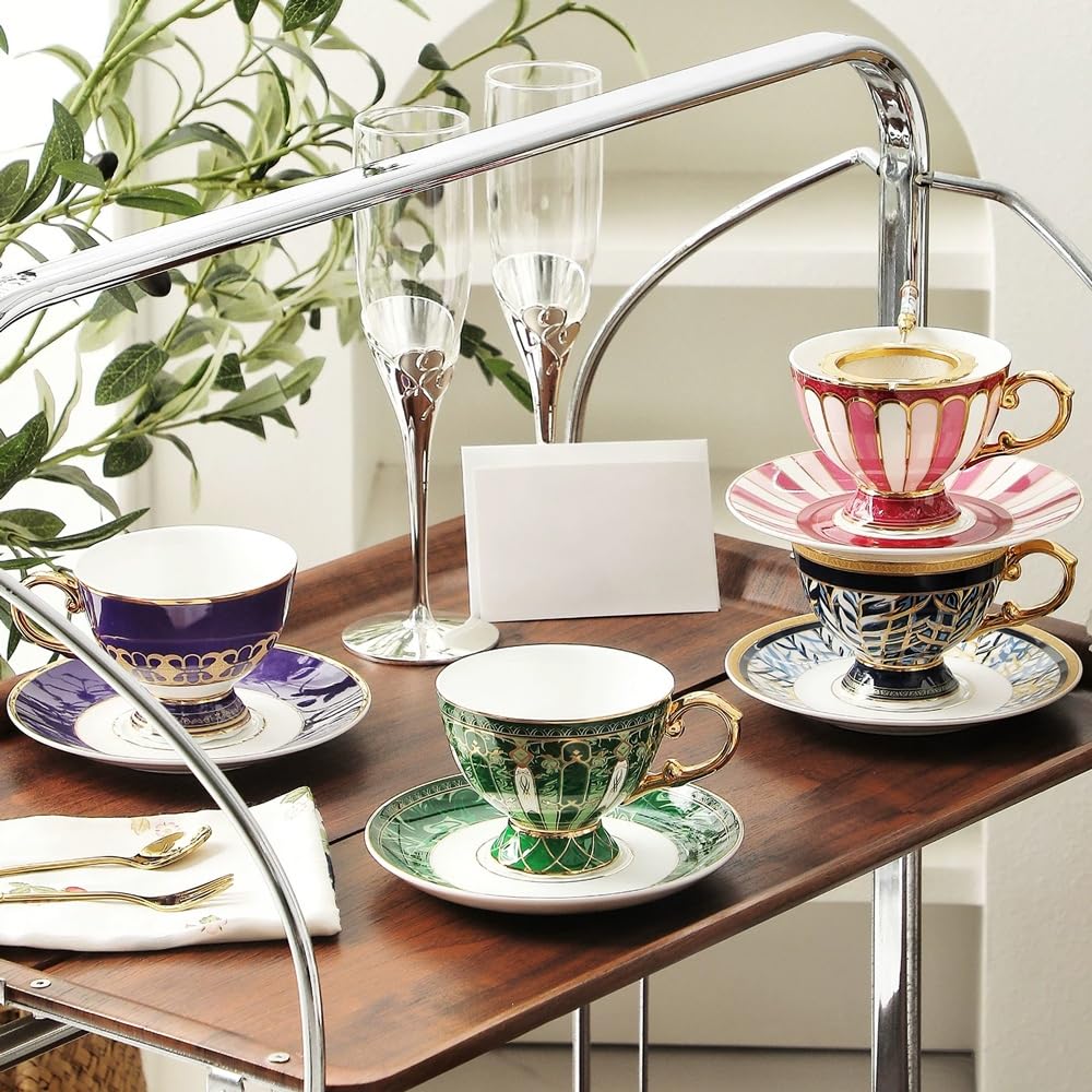 Filiżanki do Espresso ze Spodkami Zestaw 2 Sztuk, Filiżanka ze Spodkiem, Zestaw ceramicznych filiżanek do herbaty