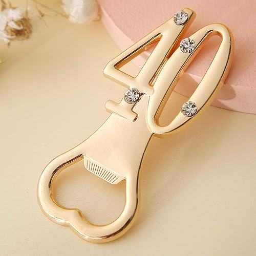 Vista 4 de Juego de 24 abrebotellas dorados para fiestas de 40 cumpleaños