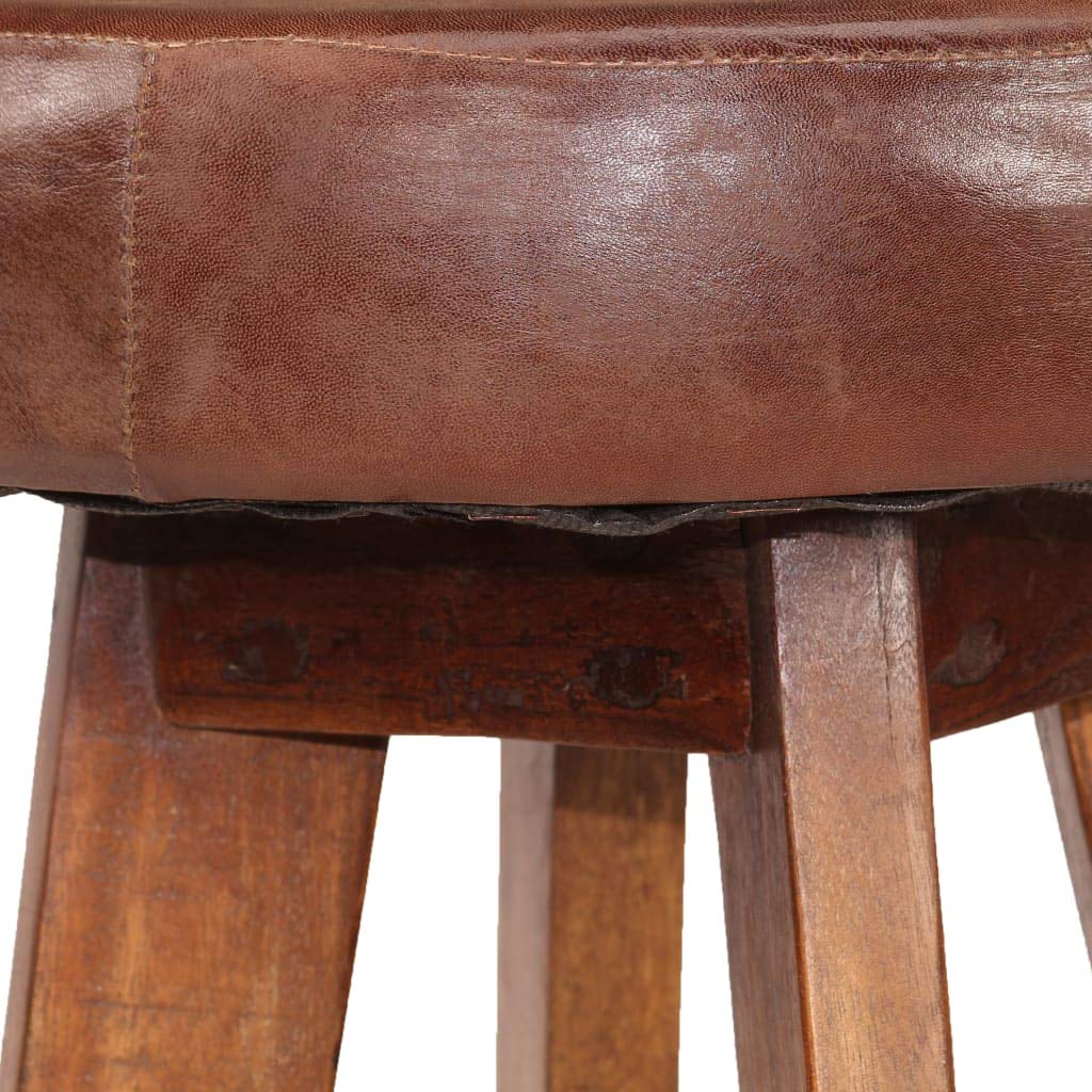 Homgoday Taburetes de bar de 2 piezas de piel auténtica y madera maciza de acacia, silla de oficina, silla de oficina, silla de escritorio para dormitorio o salón