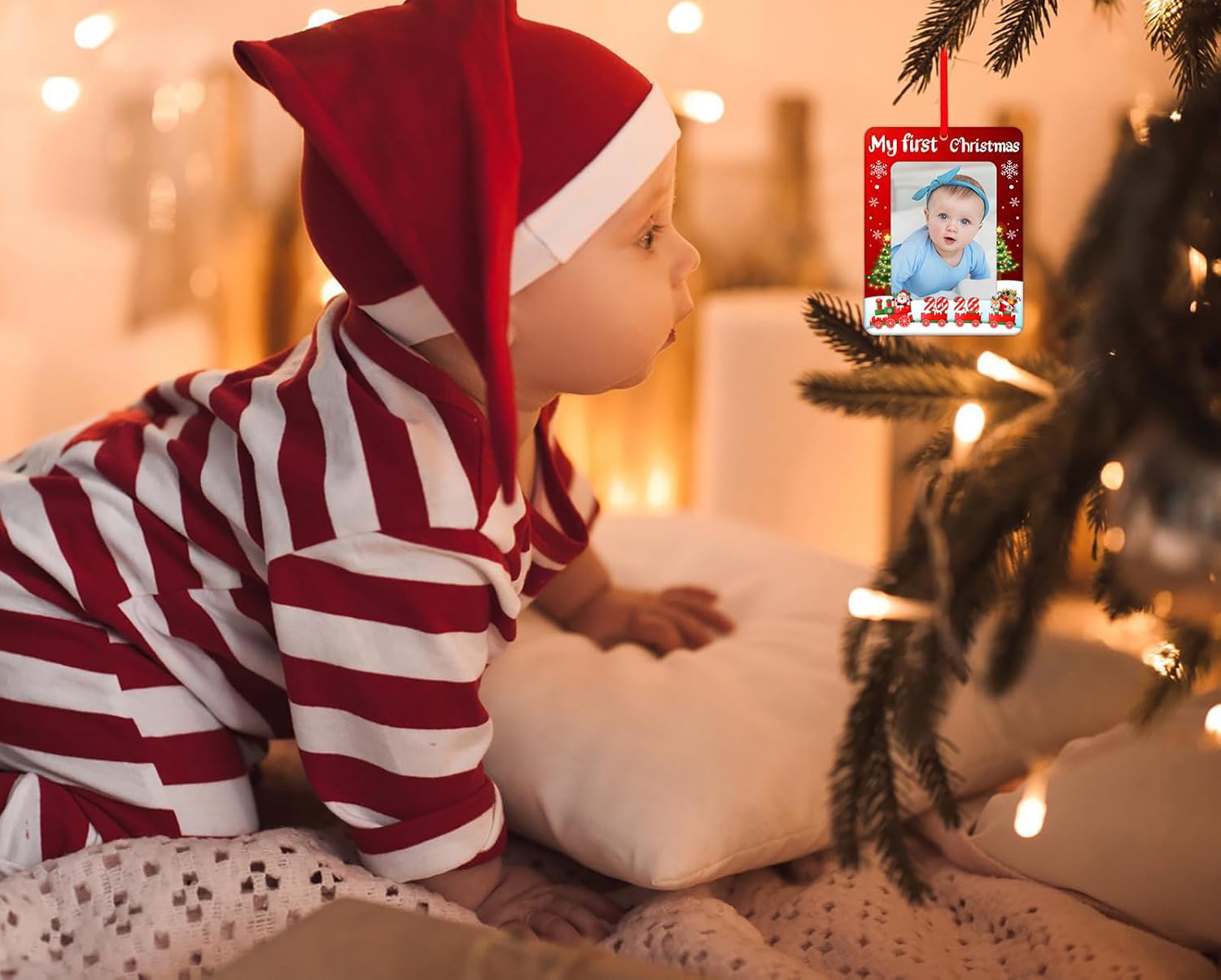 PETCEE 2026 Baby's First Christmas Ornament - Baby Picture Frame Ornament