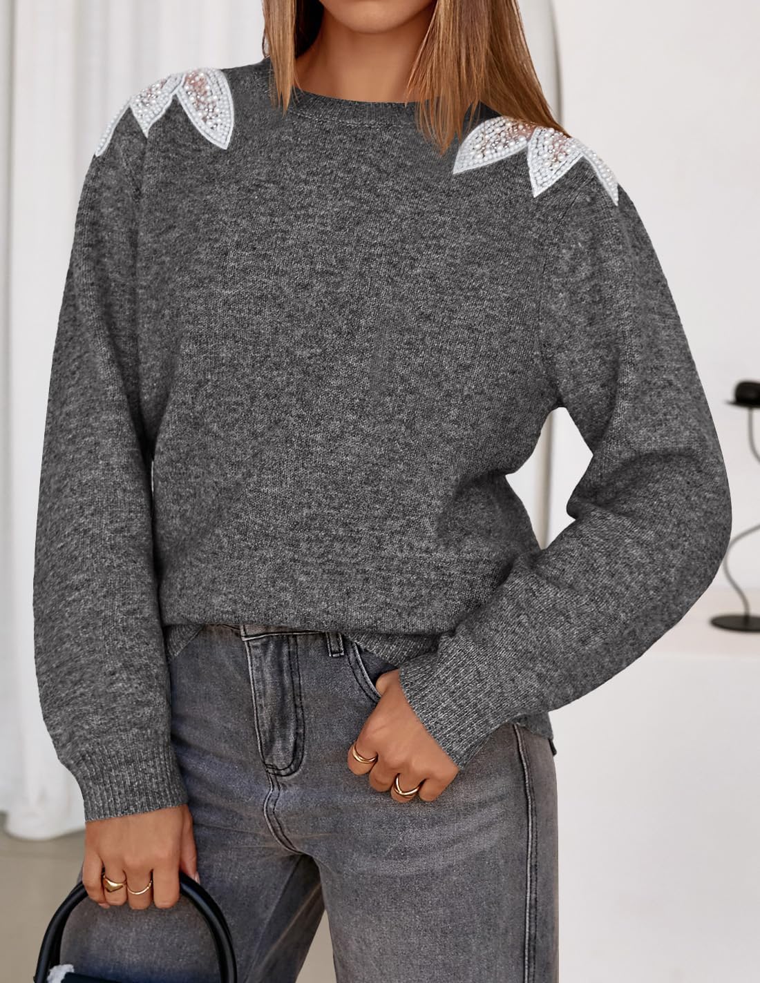 ZESICA Women's Fall Long Sleeve Sweaters 2026 Crew Neck Knit Loose Dressy Pullover Tops Winter Trendy Outfits - Image 2