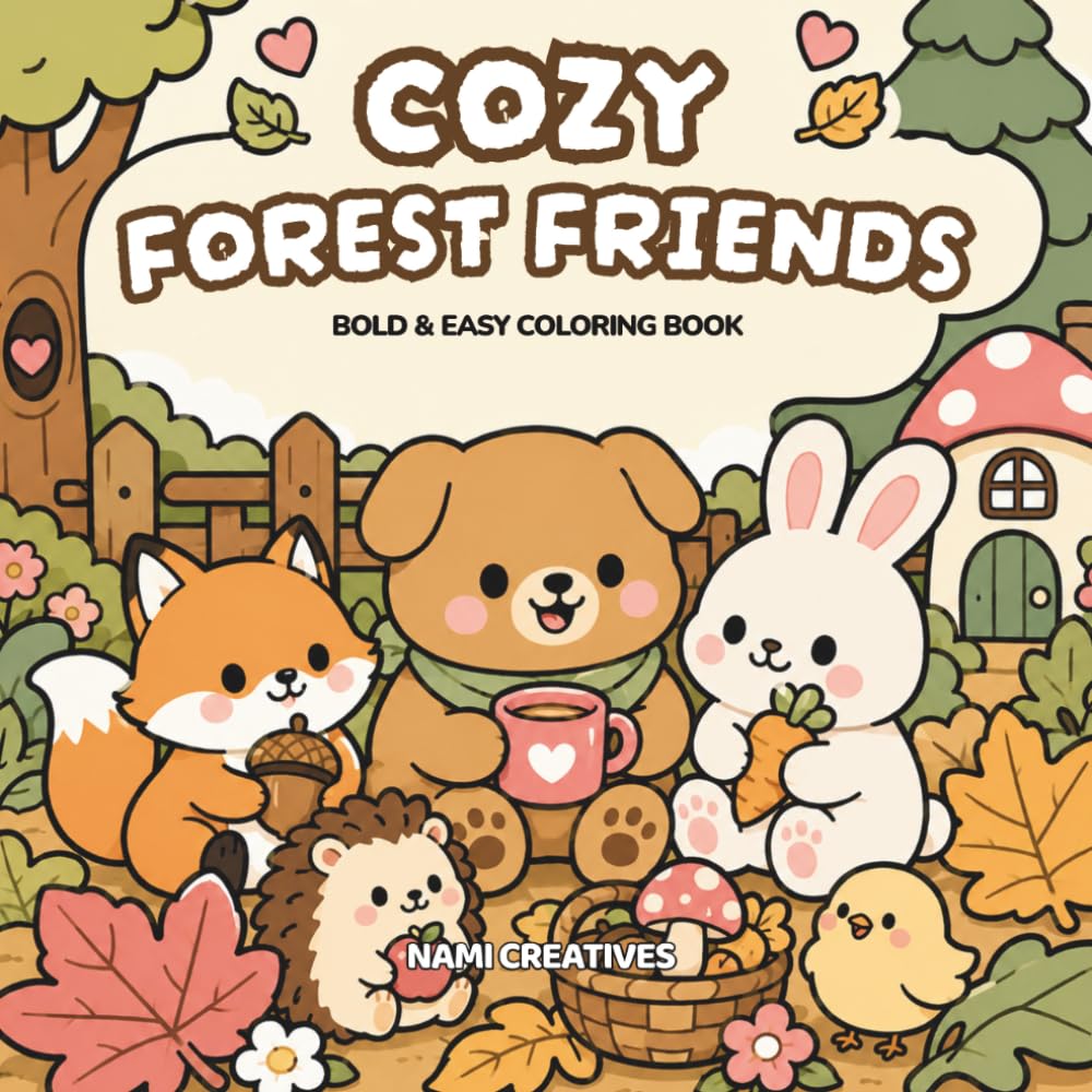 Cozy Forest Friends: Bold & Easy Coloring Book