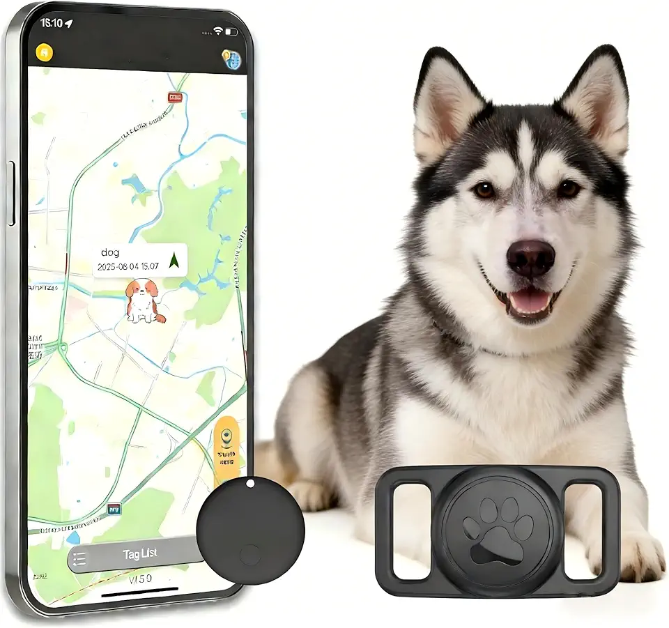 Pet Tracker, coleira GPS para cães (apenas iOS), etiqueta inteligente, à prova d'água, compatível com Apple Find My, sem taxa mensal, solução avançada de rastreamento, coleira inteligente para