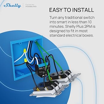 Shelly Plus 2PM - 16A | WiFi & Bluetooth 2-Channel Smart Switch with Power Metering | Home Automation | Roller Shutter Remote Control | Alexa & Google Home Compatibility | iOS Android App