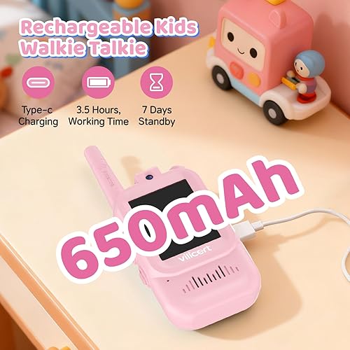 Miniatura 3 de Walkie Talkie - Juguetes de video para niños de 3 a 12 años, paquete de 2 walkie talkies con pantalla, radio de 2 vías de largo alcance con 4