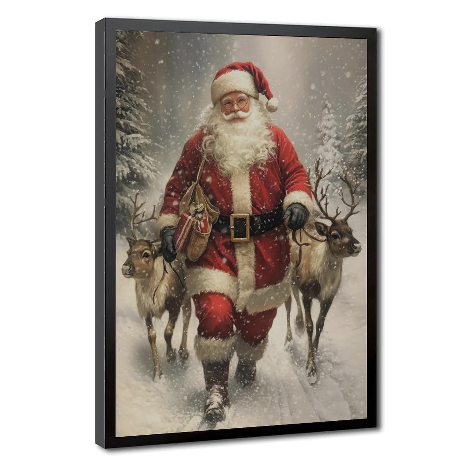 Bareronor Santa Claus Reindeer Canvas Poster for Dorm Room Decor Gift