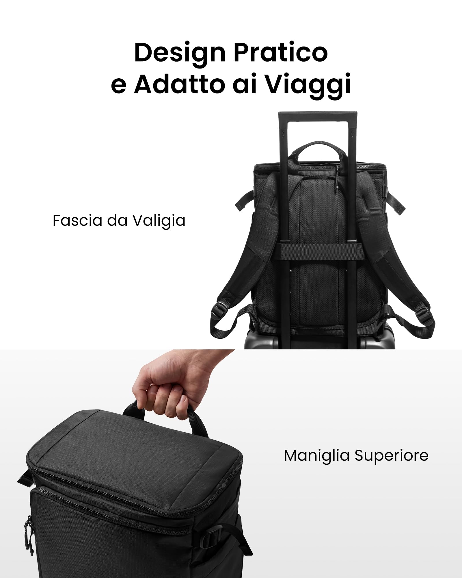 tomtoc Zaino Ryanair 40x30x20, Zaino da Viaggio Espandibile 23-28L, Bagaglio a Mano Ryanair, Zaini Ryanair 40x20x25 Easyjet 45x36x20, Zaino Trekking Uomo Donna, Zaini Casual Weekender, Ripstop Nero