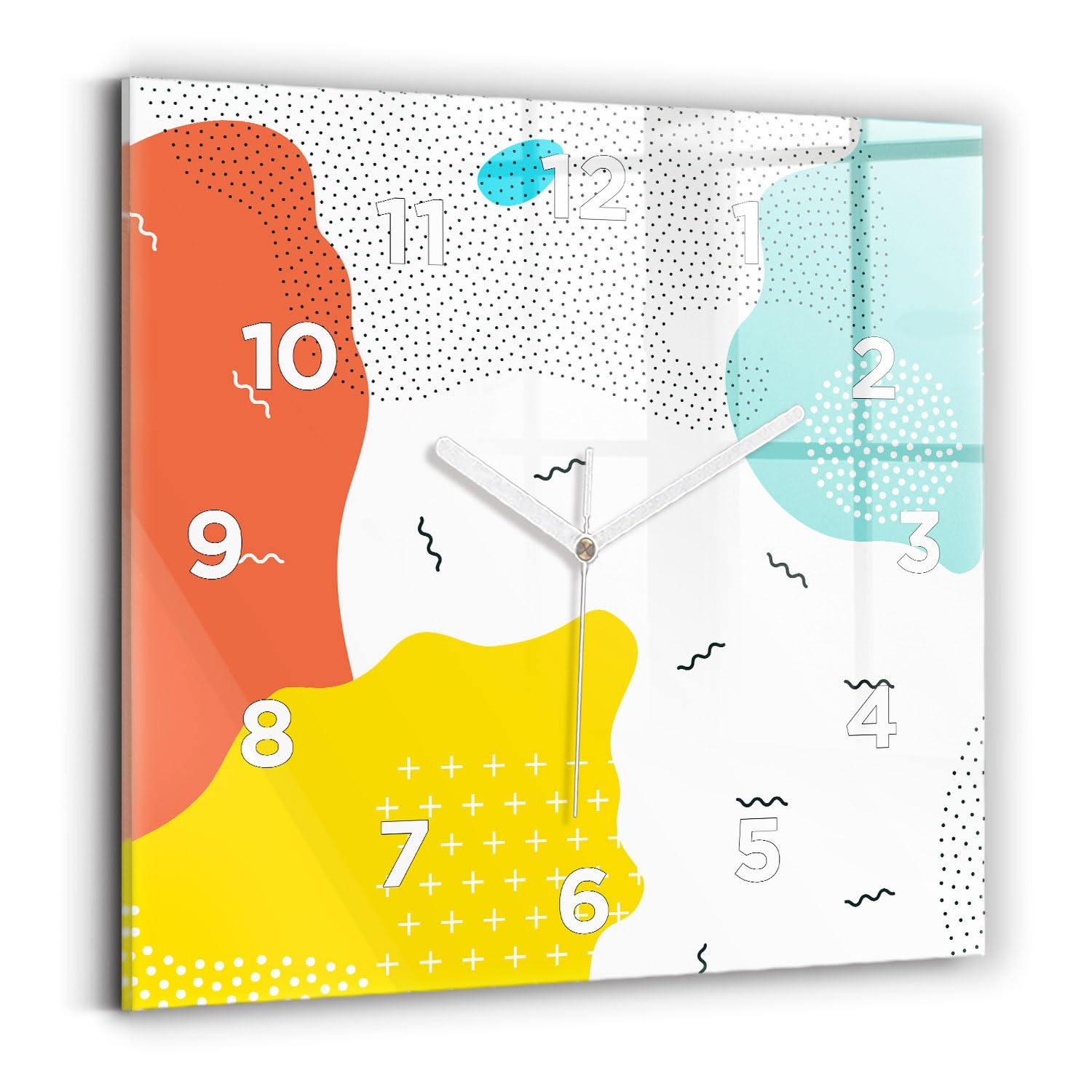 Horloge murale carrée 30x30 cm Wallfluent mécanisme silencieux et aiguilles blanches
