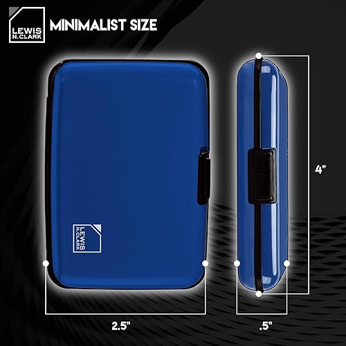 Miniatura 2 de Lewis N. Clark Cartera de aluminio RFID, Azul Patchwork, Mini cartera de aluminio RFID, soporte para tarjetas de crédito, funda para tarjetas de