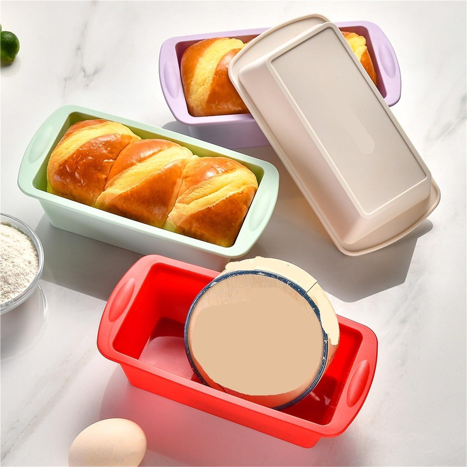 2 moldes rectangulares de silicona cuadrados for hornear pan, pasteles, tartas queso y pastel ángel Para La Elaboración De Pasteles Y Postres(Purple)