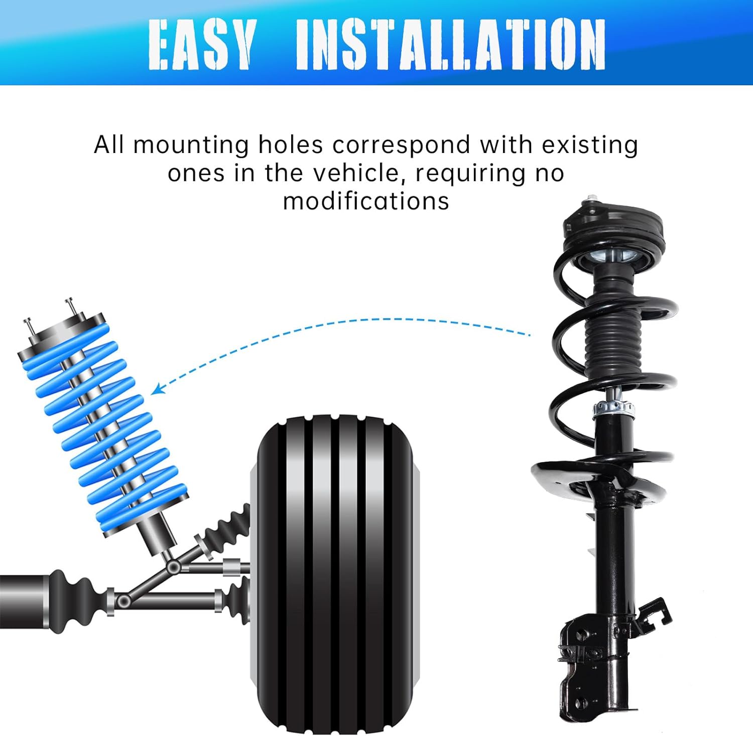 TRIBLE SIX Front Pair Complete Struts Shocks Assembly w/Coil Spring Replacement for 2008 2009 2010 2011 2012 Rogue Suspension Kit 172608 172609