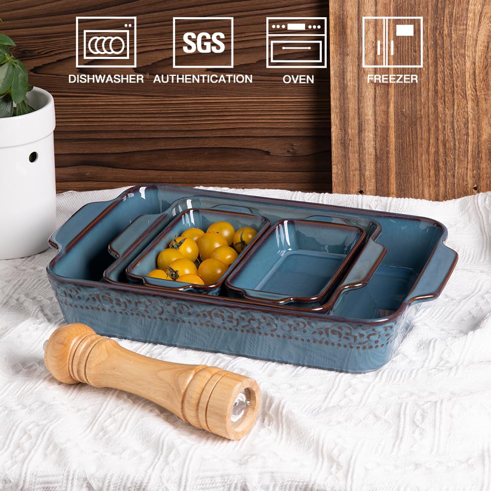 Set 4 Teglie in Ceramica Rossa per Lasagne e Arrosti | Servizio 4 Persone