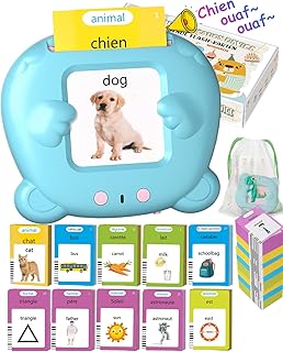 Cartes éducatives pour Jouet Jeux Enfant 2 Ans, Cartes Parlantes Montessori Français, Carte Flash Parlante, Jouets éducatifs, Jeunes Enfants de 1 à 6 pour écouter et Apprendre 224 Mots Bleu