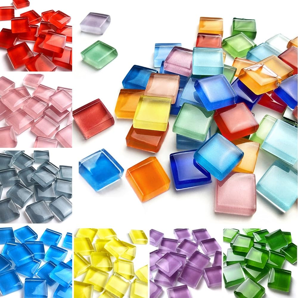 Mosaico ceramica material cuadrado hecho a mano de cristal del práctico de costa de la baldosa cerámica del mosaico de 500g el 1CM pequeño Teselas para mosaicos(Mixed colors)