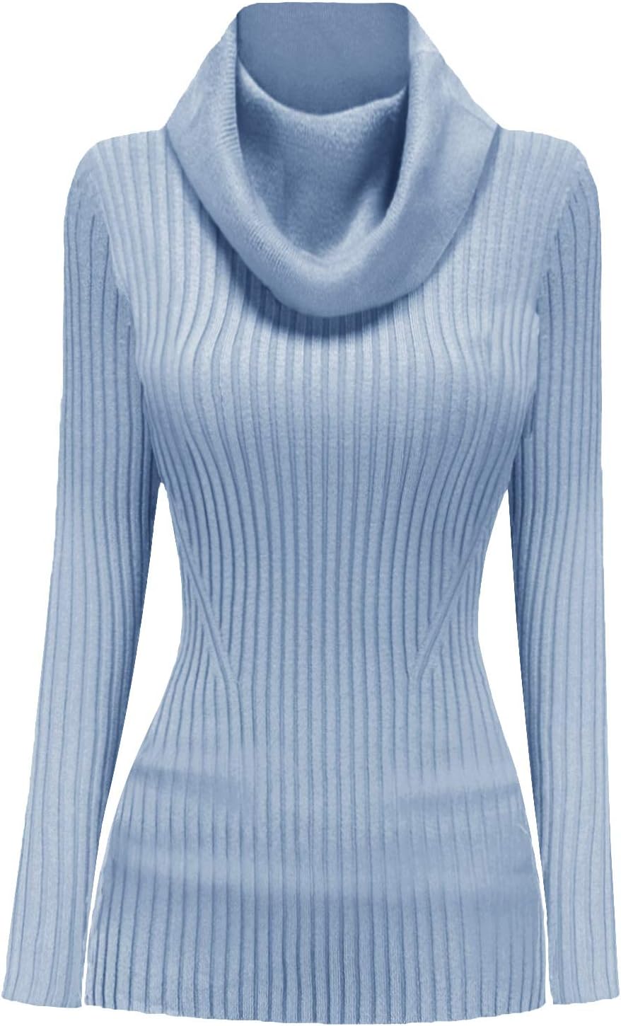 v28 Women’s Stretchable Cowl Neck Knit Long Sleeve Slim Fit Bodycon Sexy Sweater - Image 4
