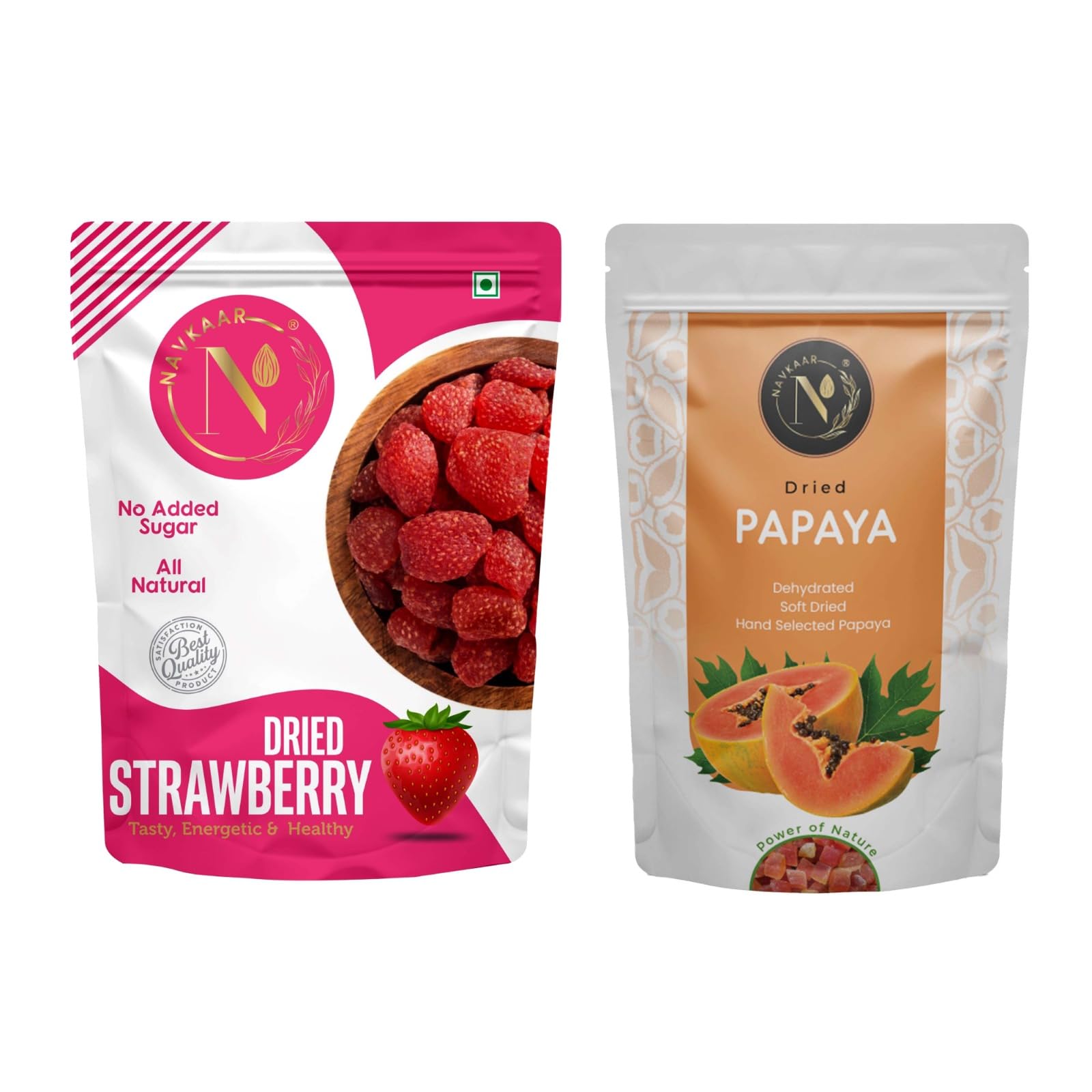 Navkaar Premium Dried Berries Fruits Combo Pack 400gm of Dried Strawberries & Dried Papaya without Sugar | Rich in Antioxidants, Vitamins & Fiber - 200 gm Each (Super Saver Dry Fruits Combo Pack) (B0D1VB5VM3) Amazon Price History, Amazon Price Tracker