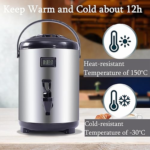 Miniatura 2 de Dispensador de bebidas aislado de acero inoxidable, dispensador térmico aislado de bebidas frías y calientes con grifo para té caliente, café, leche