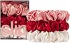 slip Large Scrunchies: Rosy - Set of 3 Pure Silk Large Scrunchies - Includes 1 Scarlet, 1 Rose, 1 White - 100% Mulberry Silk, Anti-Crease, Gentle on Hair, Reduces Breakage