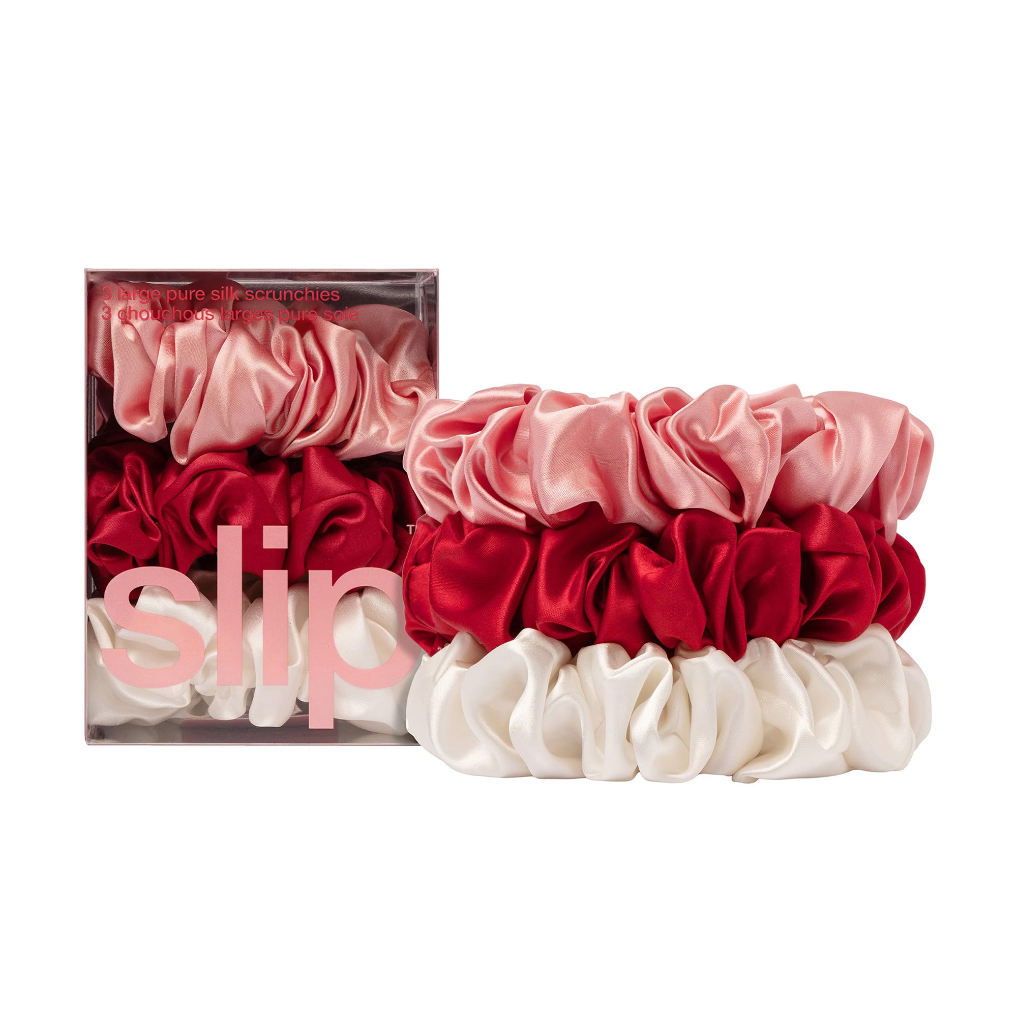 Amazon.com : slip Large Scrunchies: Rosy | Set of 3 Pure  display picture 3