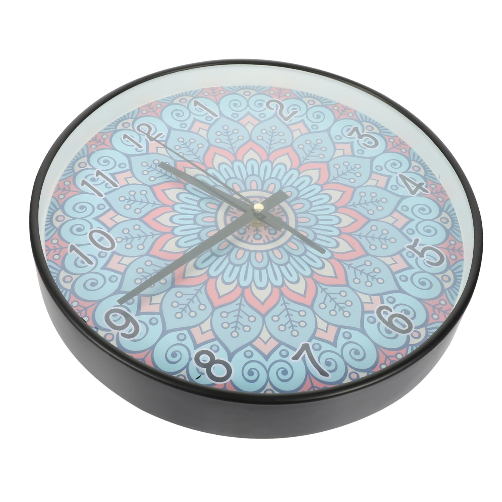 Horloge murale silencieuse Cabilock avec cadran bleu Mandala décoratif