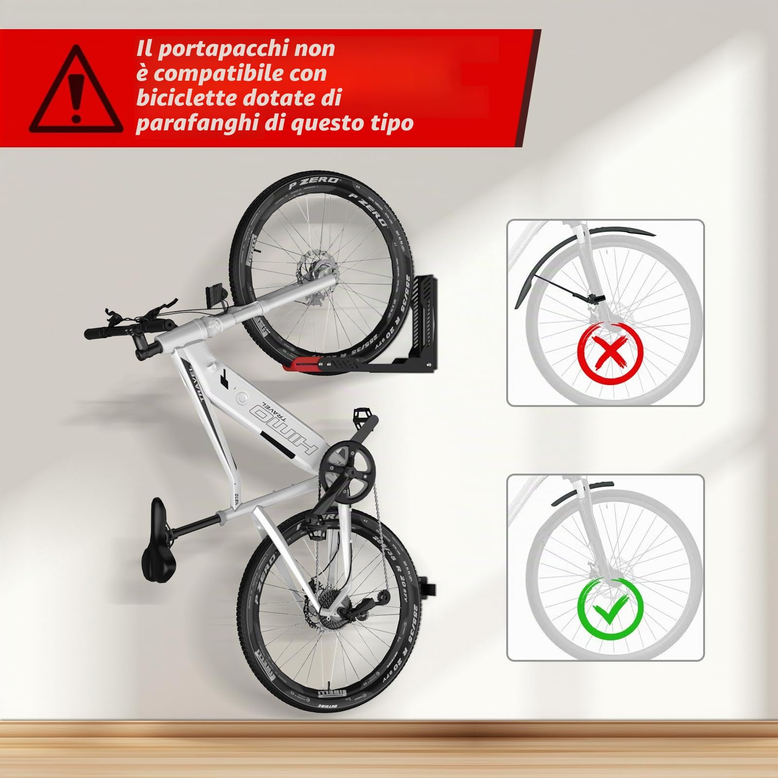 IMAYCC Girevole Porta Bici Da Muro, Verticale Regolabile e Pieghevole Portabici Da Muro, Non è Necessario Sollevare Supporto Bic, Risparmio Di Spazio Rastrelliera Per Il Garage Di Casa.