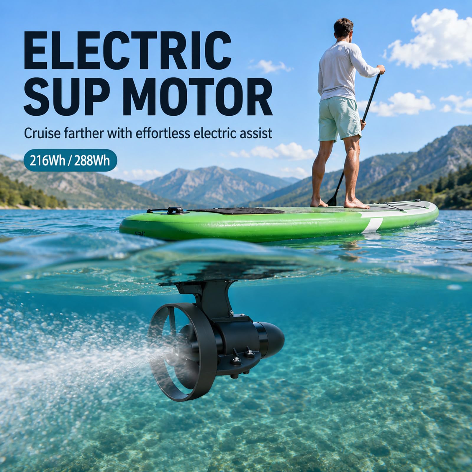 Motor Paddle Surf Electrico para Sup y Kayak, Motor para Paddle Surf con Control Remoto, Compatible con Caja de Aleta 9 Pulgadas D260