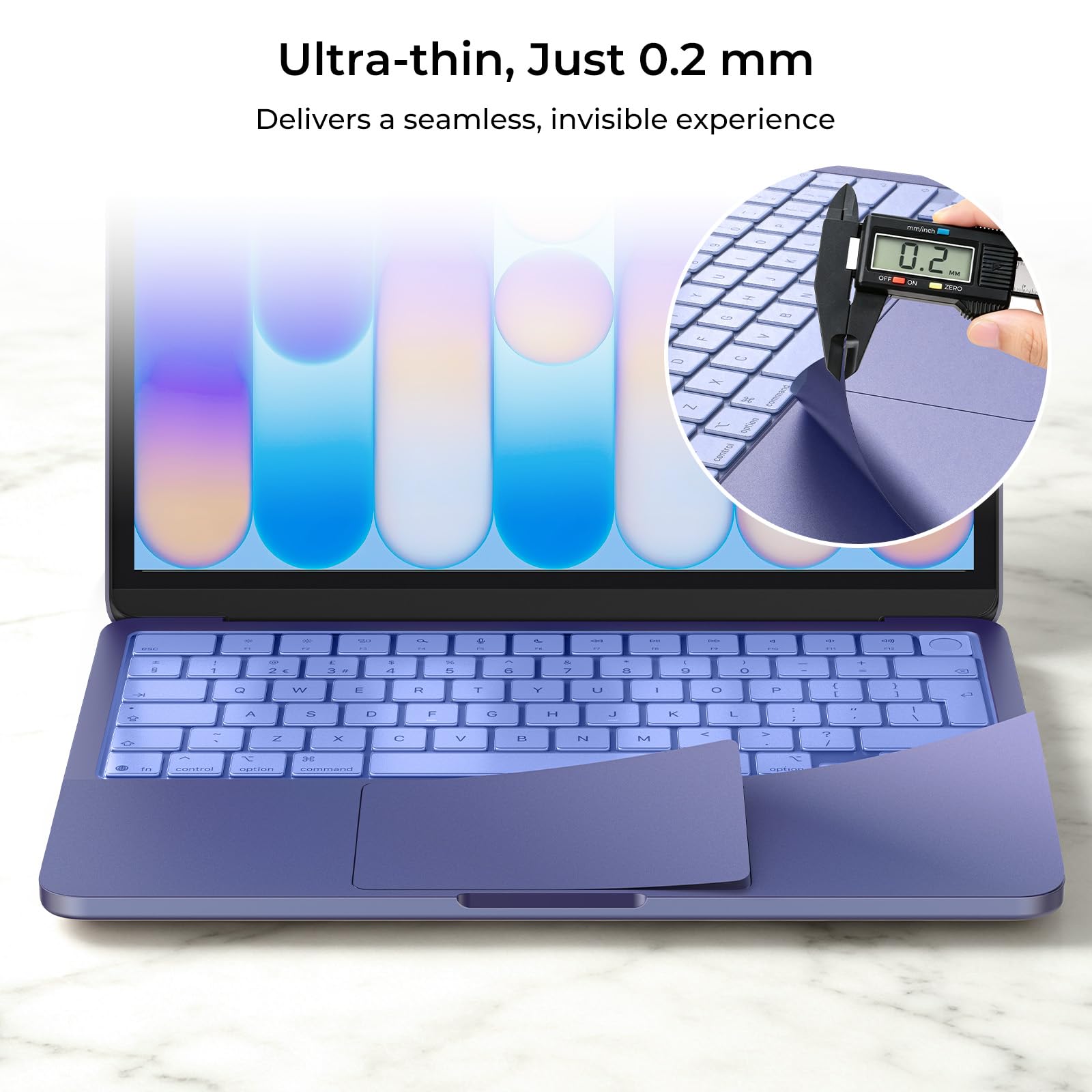 EooCoo Ultrafino Protector de Teclado Compatible con MacBook Neo de 13 Pulgadas (2026), Chip A3404 A18 Pro [Color Oficial 100% Idéntico], Diseño EU con Reposamanos y Protector de Trackpad - Índigo