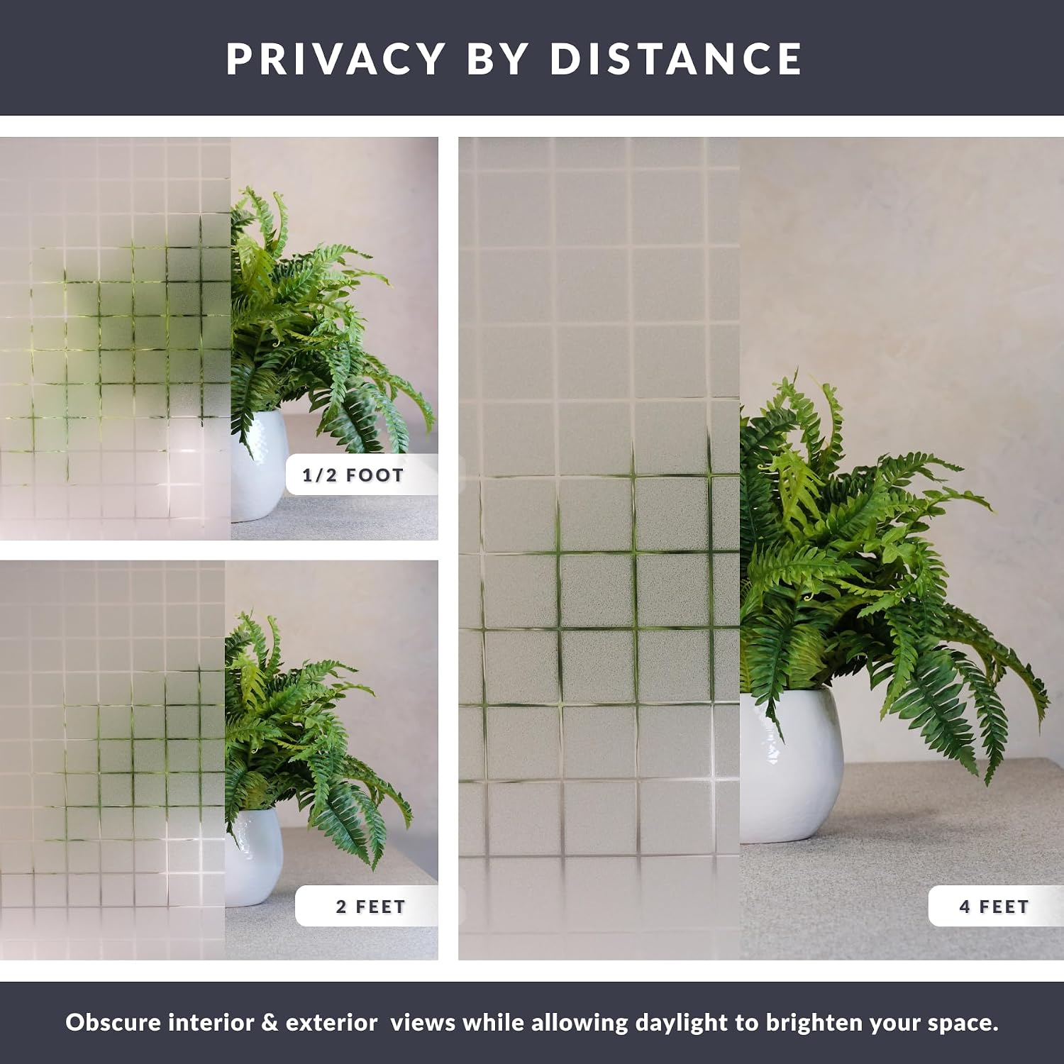 Frosted Squares Light Effects Window Privacy Film by Artscape - Decorative Frosted Glass Design, Static Cling, Allows Natural Light in, Reduces Glare, Renter Friendly - 35.43 x 72 Inch