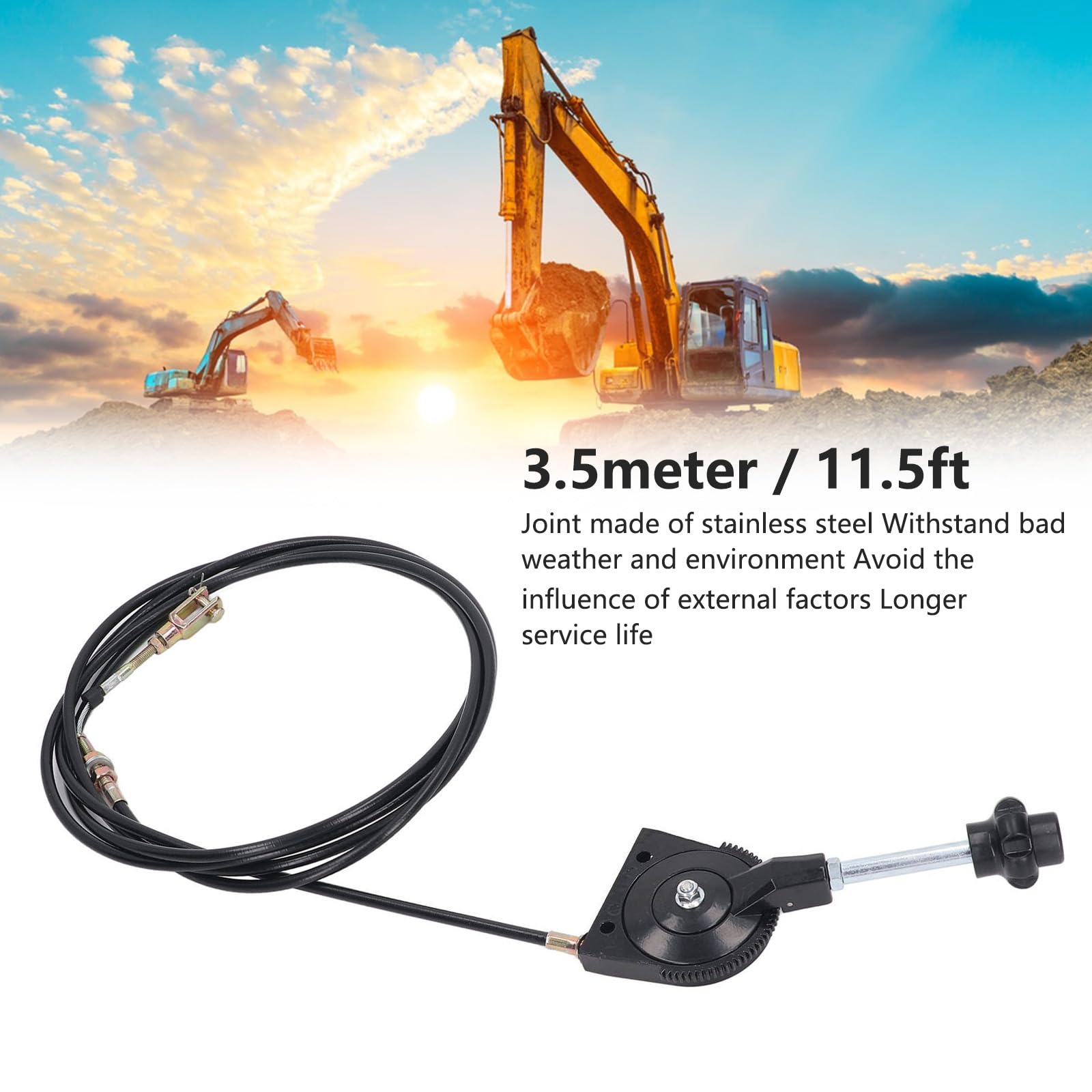 Cable de acelerador manual para excavadora, 2,5/3//3,5/4 m, cable de control del acelerador de excavadora, piezas de equipo pesado para excavadora, mezcladora (3,5 m)