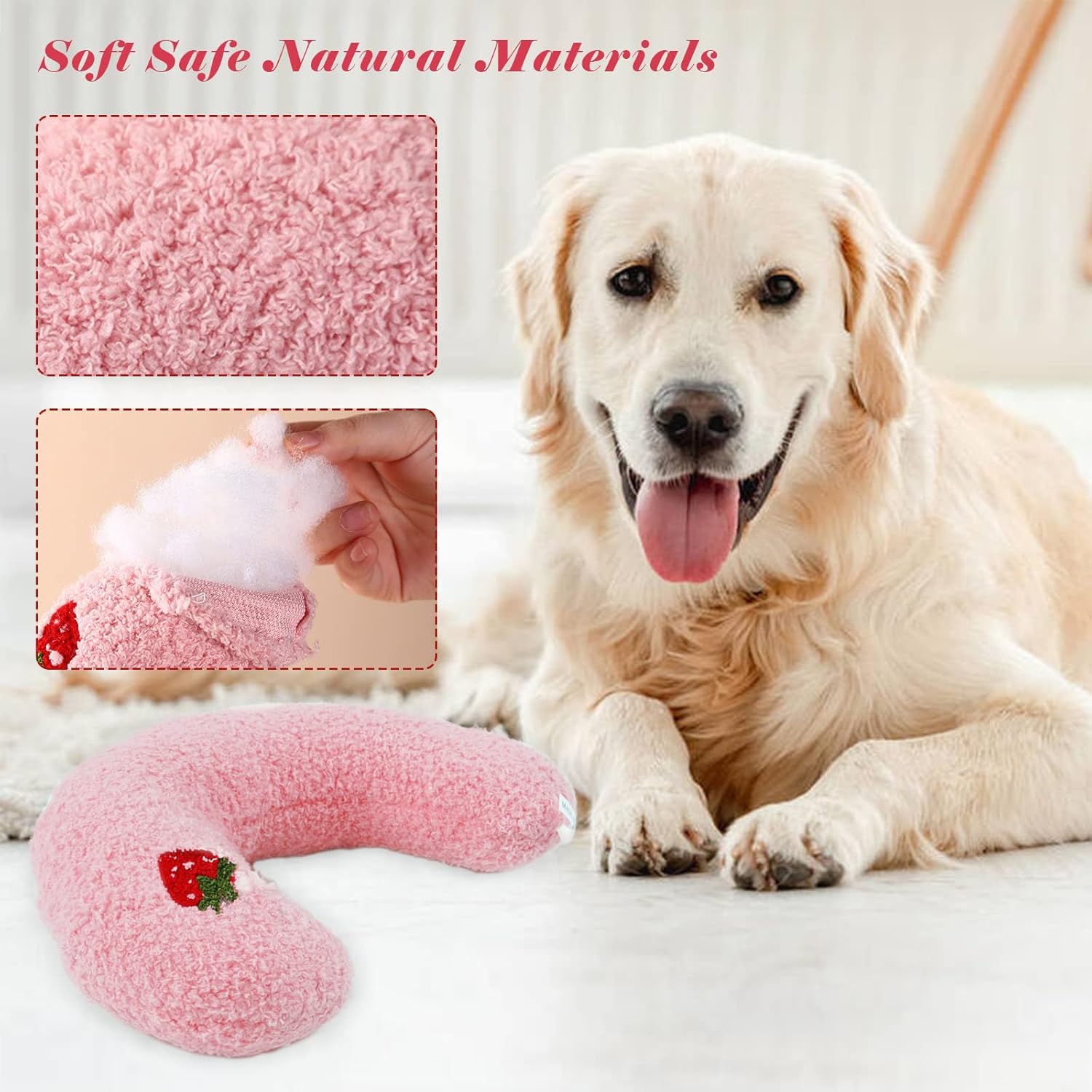 review T'CHAQUE Dog Pillow Bed, Cat Calming Pillow, Dog Neck Pillow for Joint Relief Sleeping, Ultra Soft Half Donut Cuddler, Pillow Pet for Upper Spine Support, Doggy/Kitten Pillow Training Toy, PinkCherry