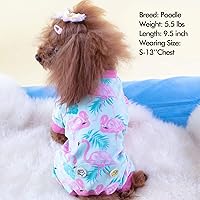 Vista 5 de Kyeese Pijama para perro, de flamenco, suave, abrigo, mameluco para perro, traje posquirúrgico, disfraz, ropa para gato, talla mediana