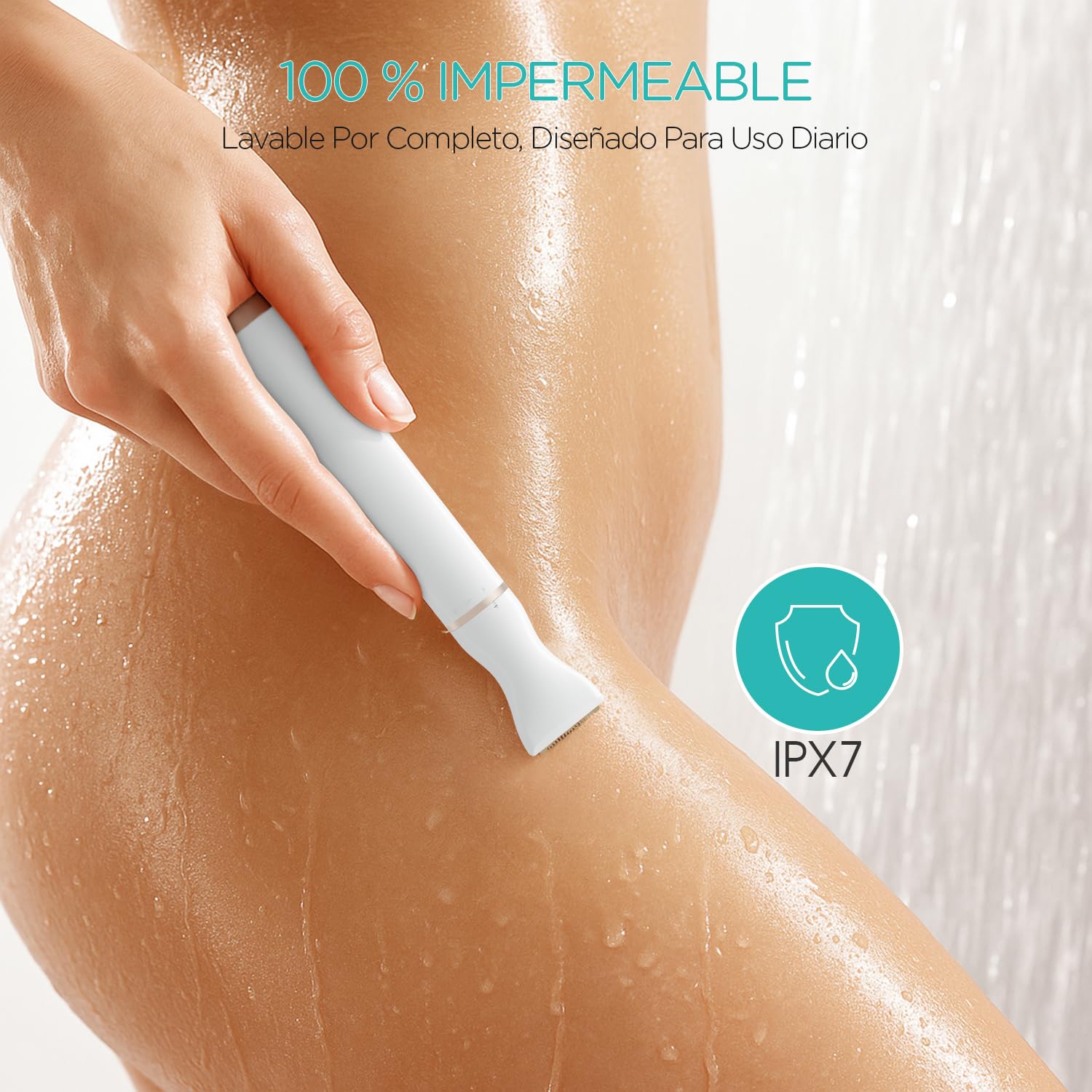 VOGOE Rasuradora Mujer Zona Intima, Afeitadora Mujer 3 en 1 para Cuerpo, Cara y Área del Bikini, Afeitadora Electrica Mujer Recargable, Compacta e Impermeable (Blanco)