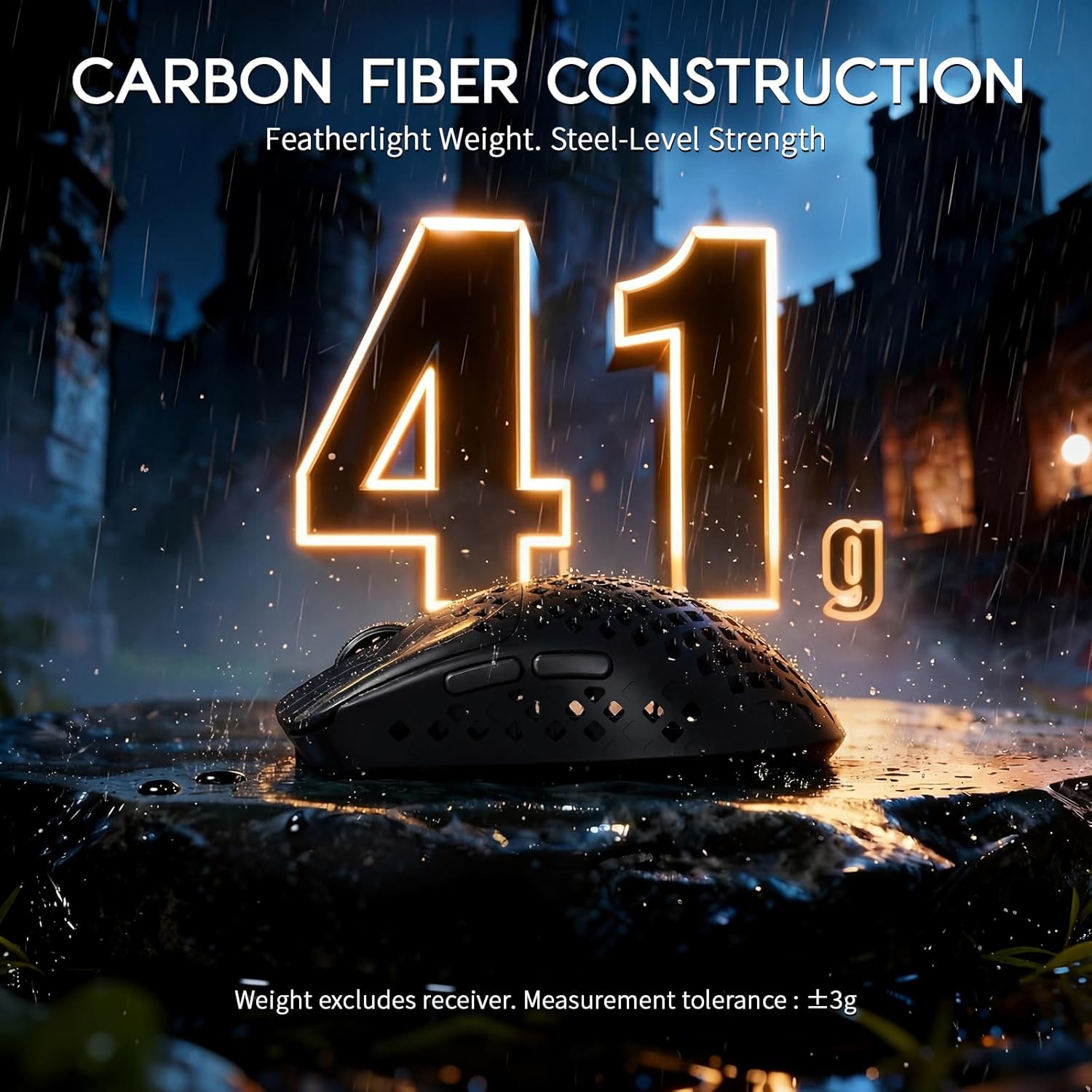 MAMBASNAKE M2 Carbon Fiber Wireless Gaming Mouse,PAW3395PRO 40K DPI Optical Sensor,41g Ultra Lightweight Ergonomic,Programmable Buttons BT/2.5Ghz/Wired Mice Computer Accessories for PC/Mac-Black