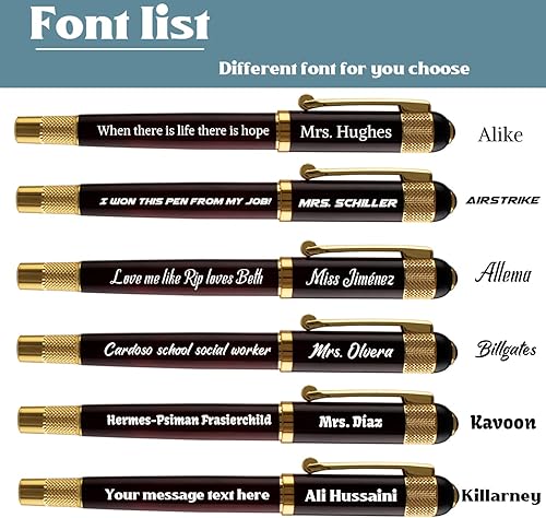 Miniatura 9 de Ancolo Juego de regalo de negocios con caja de bolígrafo, 2 recambios de tinta negra, cuerpo de metal, grabado con nombres, mensaje en los