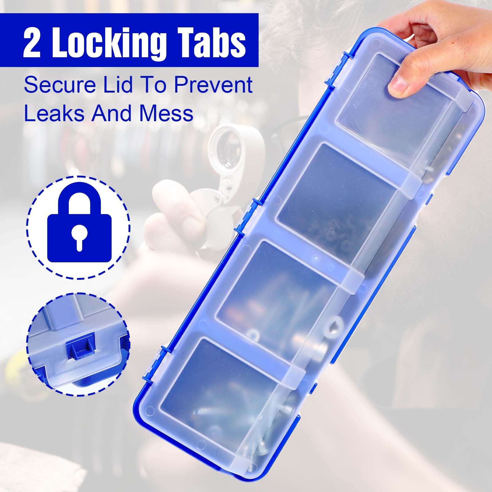 Yuanchu 6 scatole organizer a vite con coperchi, in plastica, impilabili, contenitori divisori, contenitori per garage, chiodi, attrezzi, carrelli, armadietti, cassetti