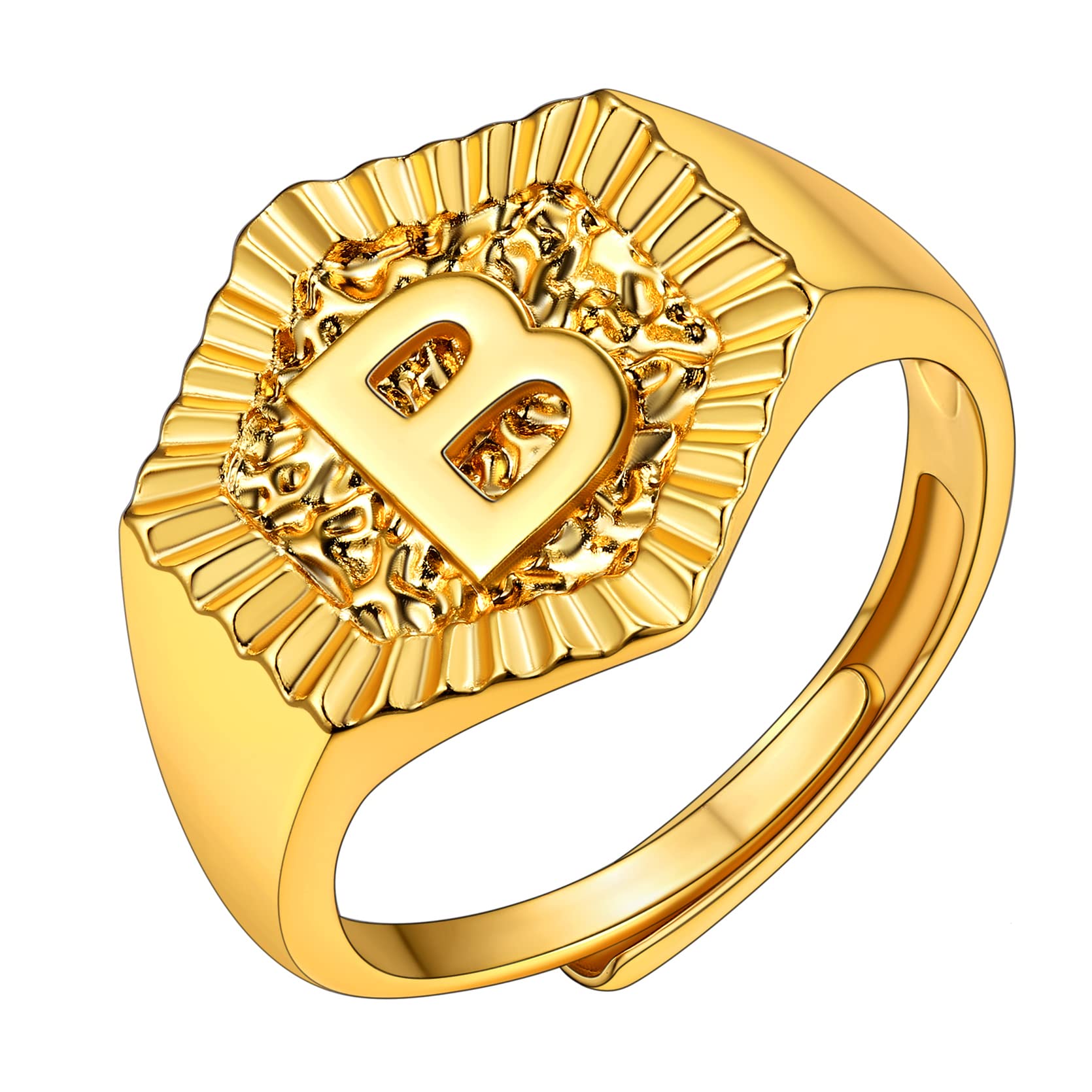 GOLDCHIC JEWELRYAnillos Oro de Sello para Meñique, Anillos Ajustables con Alfabeto Letras A-Z Iniciales de Nombres de Ti/Familiares/Amigos