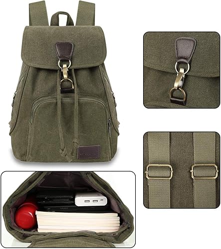 Miniatura 5 de Mochilas de lona a la moda, bolso casual para compras al aire libre, mochila deportiva, senderismo, viajes, bolsa multiusos, Verde, Mochilas de