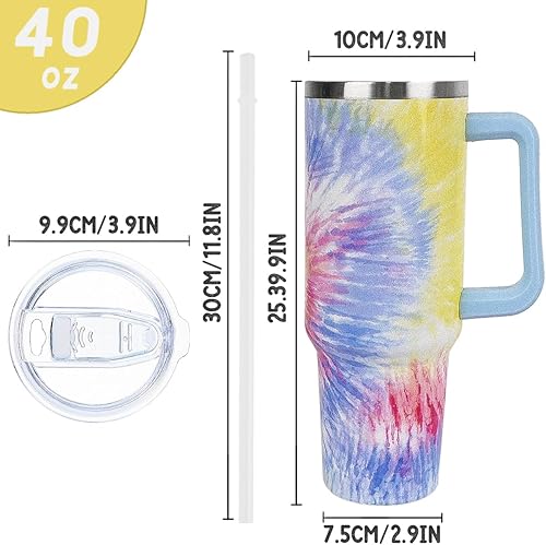 Miniatura 3 de Rcvlauf Vaso de 40 onzas con asa y pajilla, a prueba de fugas, taza aislada de 40 onzas con asa, taza aislada con asa, taza de viaje para café de