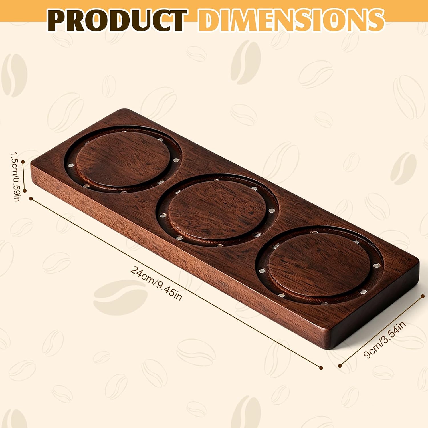 Magnetic Wooden Portafilter Basket Holder, HSSZXFR 58mm Wall Mounted Espresso Filter Basket Storage Organizer with 3 Circular Grooves, Walnut Wood Puck Screen Holder Espresso Accessories image 2