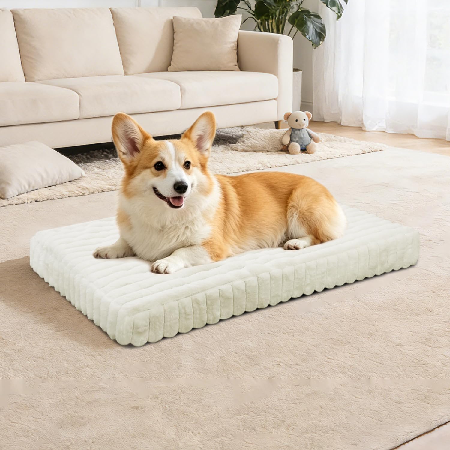 Dog Crate Bed Cream 34.6"x22.8"