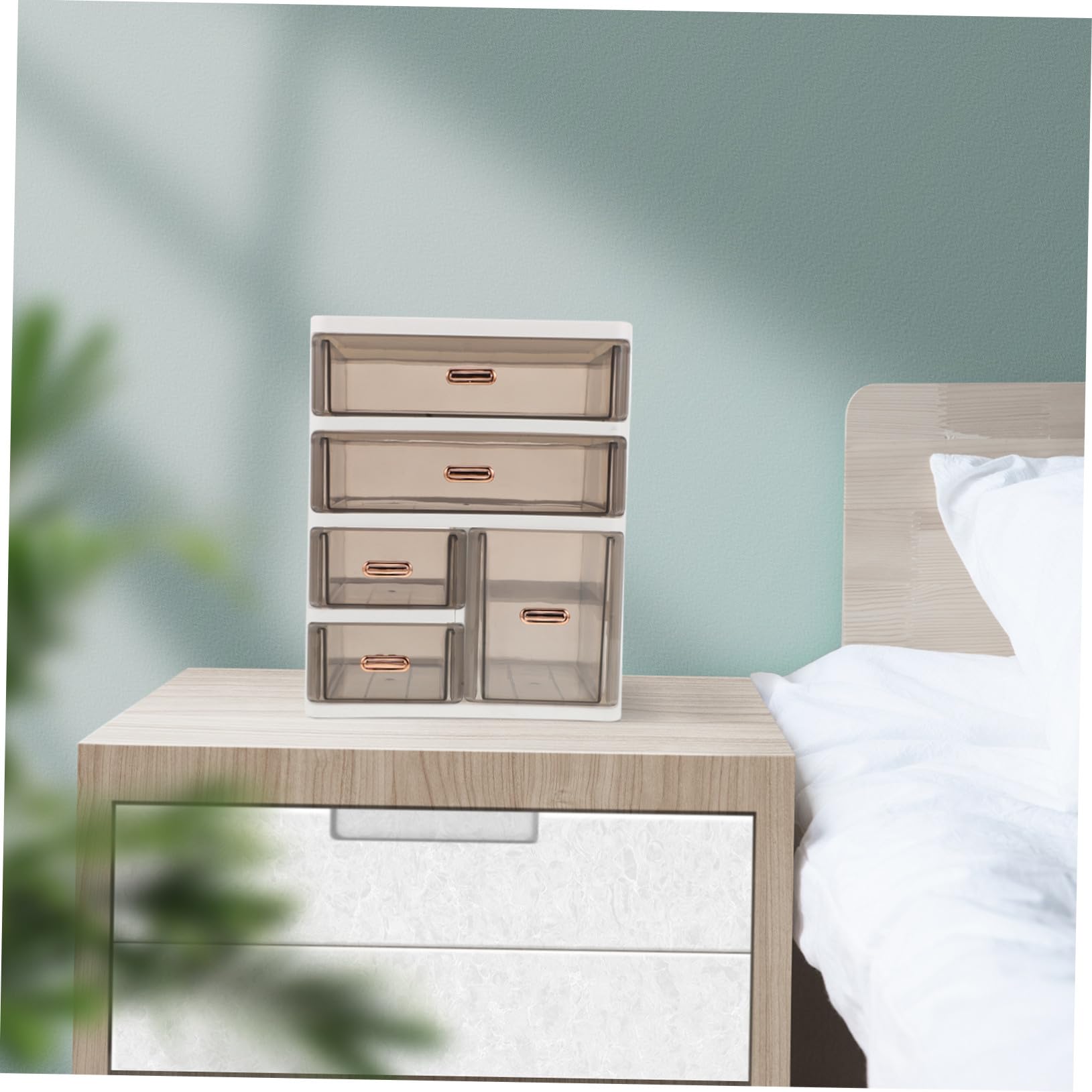 Organizador de Escritorio Transparente con Apilables Caja de Almacenaje Plástico para Maquillaje y Oficina Organizador Multifuncional para Hogar y Estudio