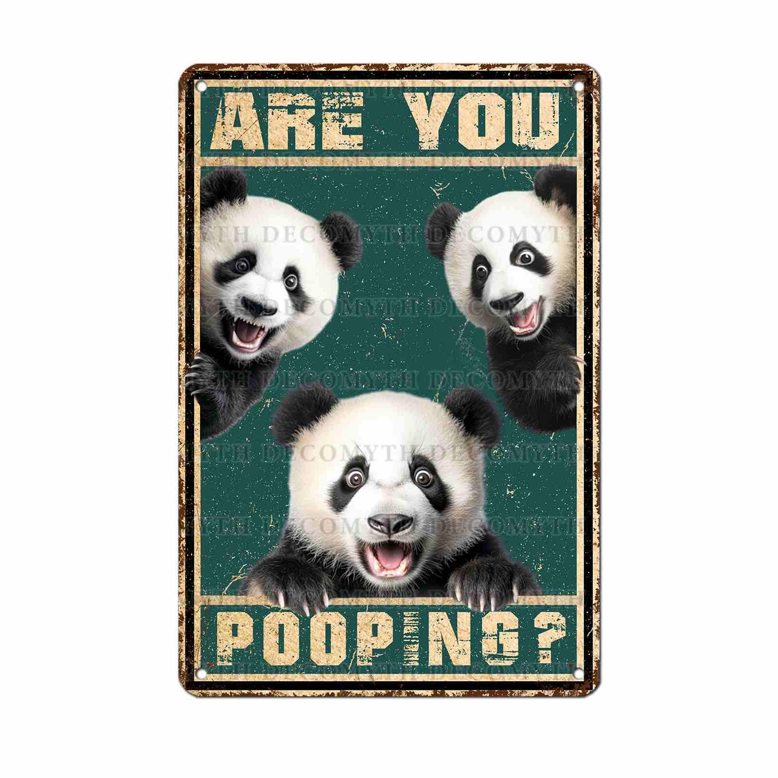 Kwqdozf As Pic Panda Bathroom Art Are You Pooping Toilet Decor Vintage Home Wall Accent Hu