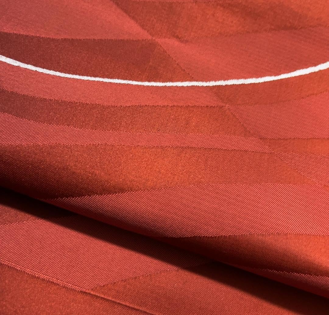 C0476名古屋帯 平仕立て 赤茶 368㎝ 引