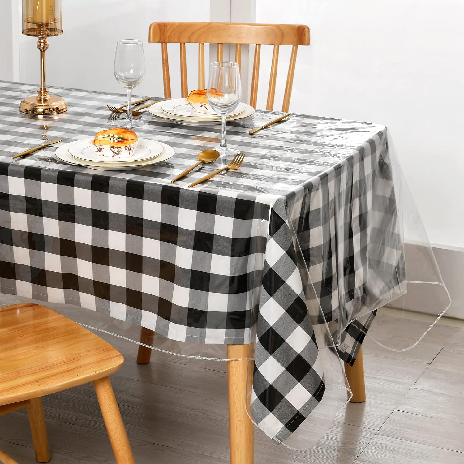 XWZO Clear Plastic Tablecloth Rectangle - 100% Waterproof Oilproof Stain Resistant Wipeable Vinyl Table Cloth, Transparent Cover Protector for Dining, Parties, 70 x 120 Inch