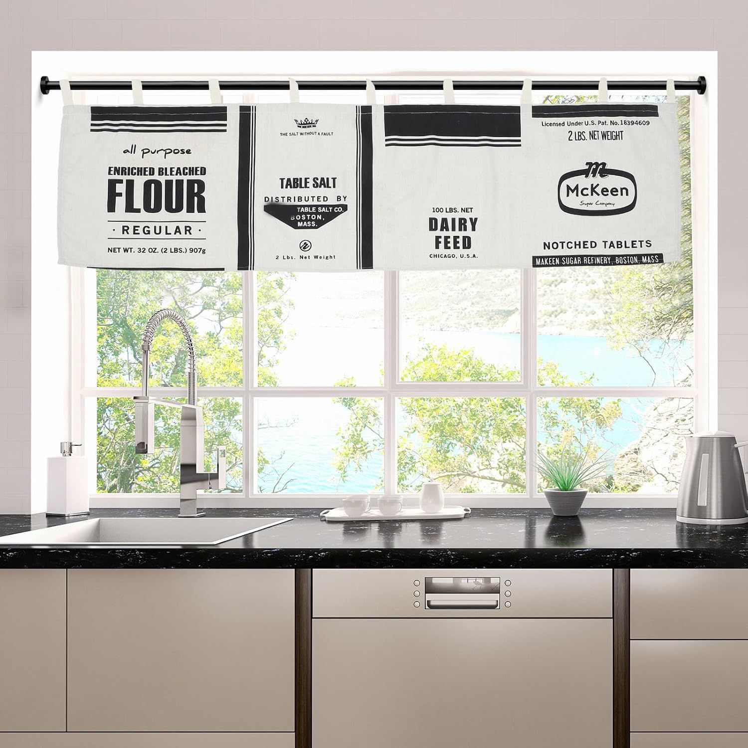 Vintage Kitchen Short Curtain Valance, Cotton, Lined Privacy for Windows