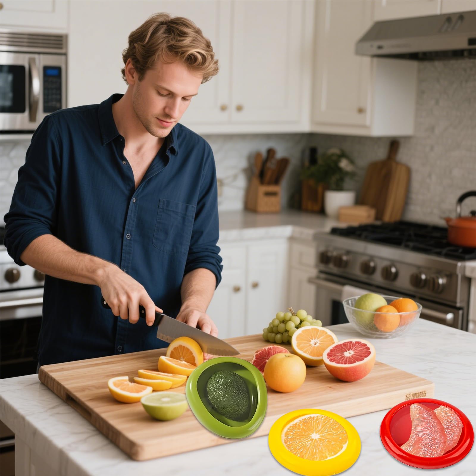 4 Pezzi Silicone Fruit Storage Box, Alimenti in Silicone Riutilizzabili, Set di Contenitori per Frutta e Verdura, Adatto per Mantenere Freschi Frutta e Verdura