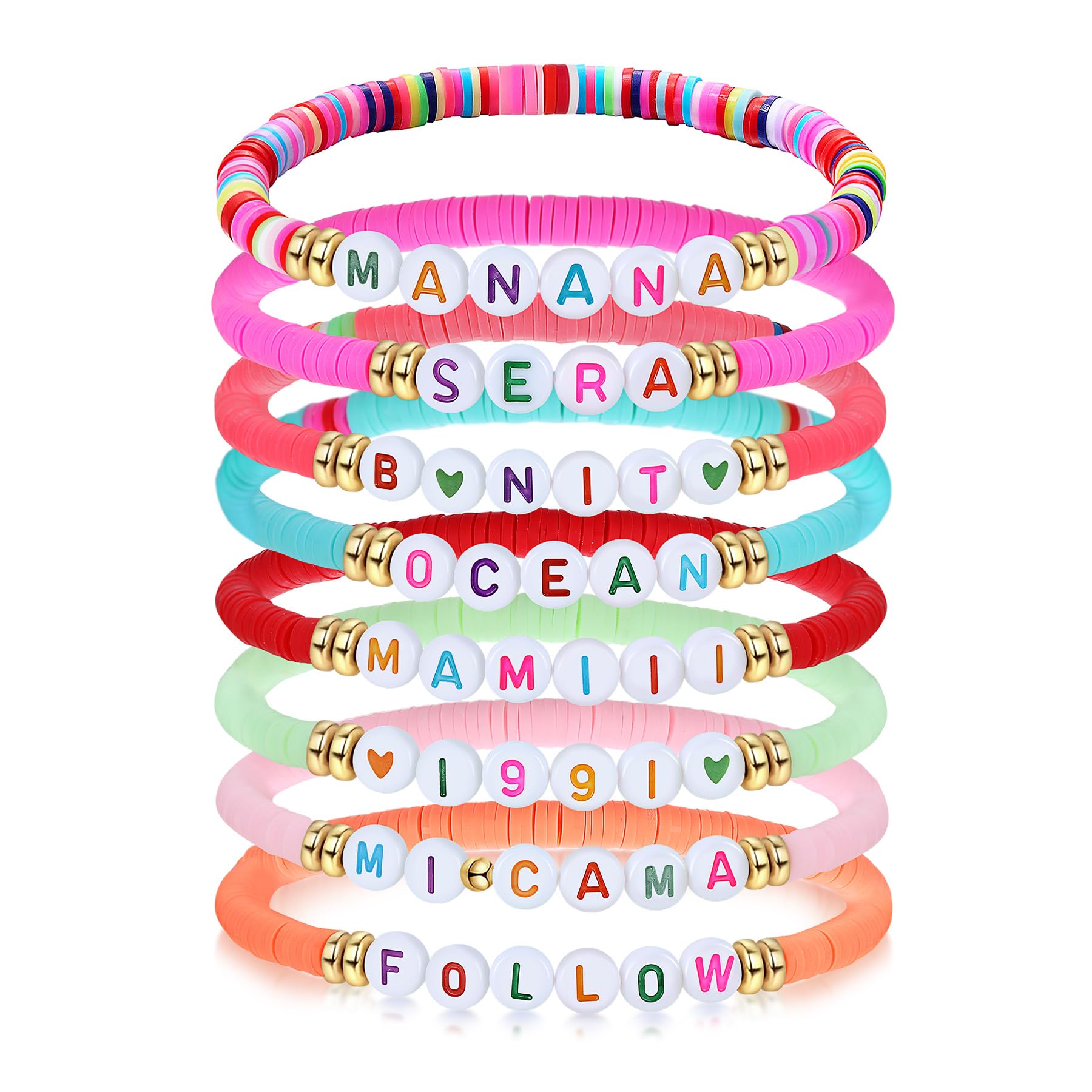DOZZIOR8PCS Karol G Bracelets Set, Album Music Inspired Manana Sera Ocean Mamlll 1991 Micama Follow